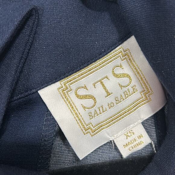 Sail to Sable Textured Knit Cowl Neck Top Navy and Orange/Red Stripe size XS - Picture 4 of 9